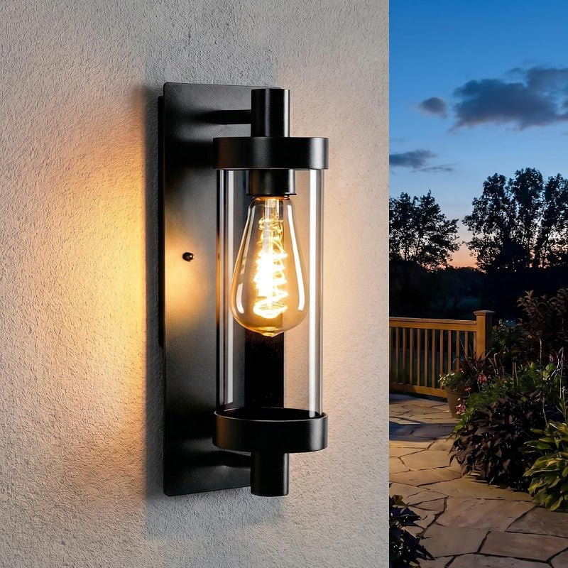 Homefire LED Außenwandleuchten Wandlampe Aussen - Wandleuchte Vintage E27 Aussenlampe Wandbeleuchtung Schwarz IP65 lampe Flur Wand Hauswand Terrasse Balkon Garten MAX.40W ohne Leuchtmittel - Homefire