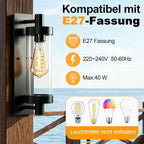 Homefire LED Außenwandleuchten Wandlampe Aussen - Wandleuchte Vintage E27 Aussenlampe Wandbeleuchtung Schwarz IP65 lampe Flur Wand Hauswand Terrasse Balkon Garten MAX.40W ohne Leuchtmittel - Homefire