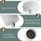 Homefire LED Deckenlampe 1 Flammig Deckenstrahler - 350° Schwenkbar Strahler GU10 Deckenleuchte Weiß flurlampe Spots Innen Deckenspot für Wohnzimmer Küche Schlafzimme Ohne Leuchtmittel - Homefire