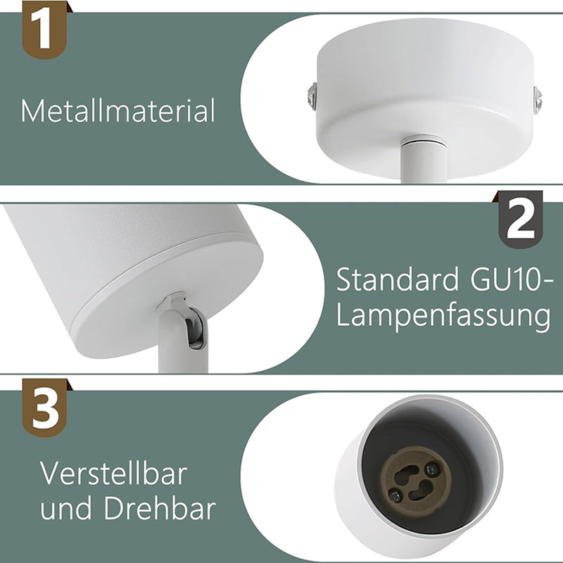 Homefire LED Deckenlampe 1 Flammig Deckenstrahler - 350° Schwenkbar Strahler GU10 Deckenleuchte Weiß flurlampe Spots Innen Deckenspot für Wohnzimmer Küche Schlafzimme Ohne Leuchtmittel - Homefire