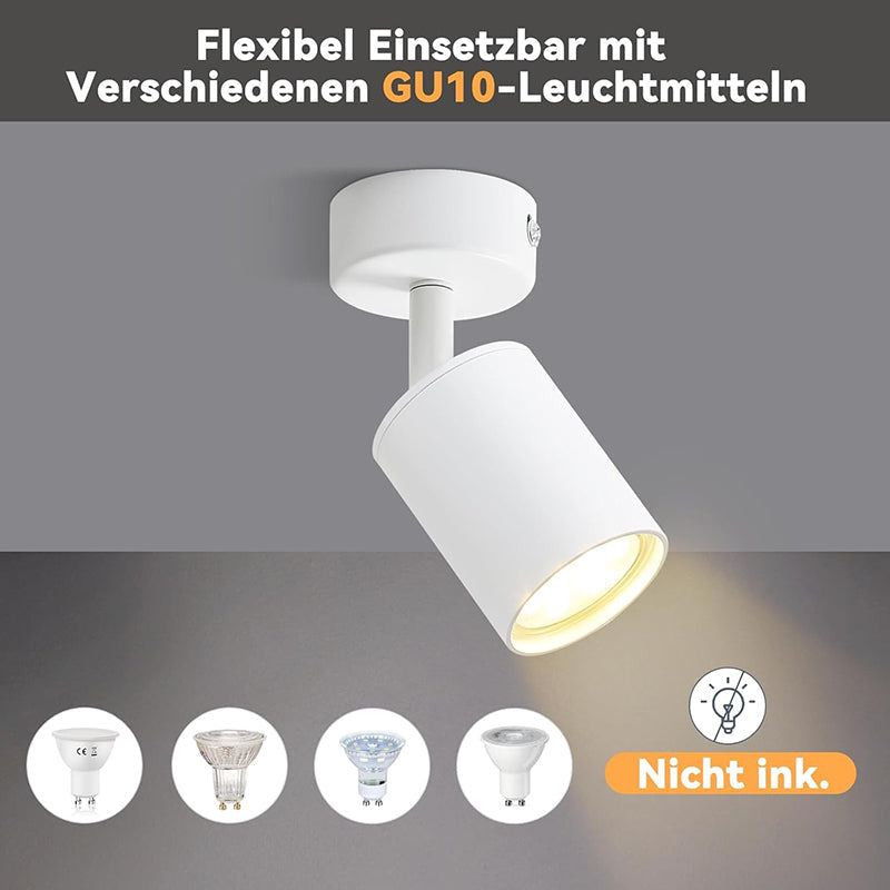 Homefire LED Deckenlampe 1 Flammig Deckenstrahler - 350° Schwenkbar Strahler GU10 Deckenleuchte Weiß flurlampe Spots Innen Deckenspot für Wohnzimmer Küche Schlafzimme Ohne Leuchtmittel - Homefire