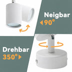 Homefire LED Deckenlampe 1 Flammig Deckenstrahler - 350° Schwenkbar Strahler GU10 Deckenleuchte Weiß flurlampe Spots Innen Deckenspot für Wohnzimmer Küche Schlafzimme Ohne Leuchtmittel - Homefire