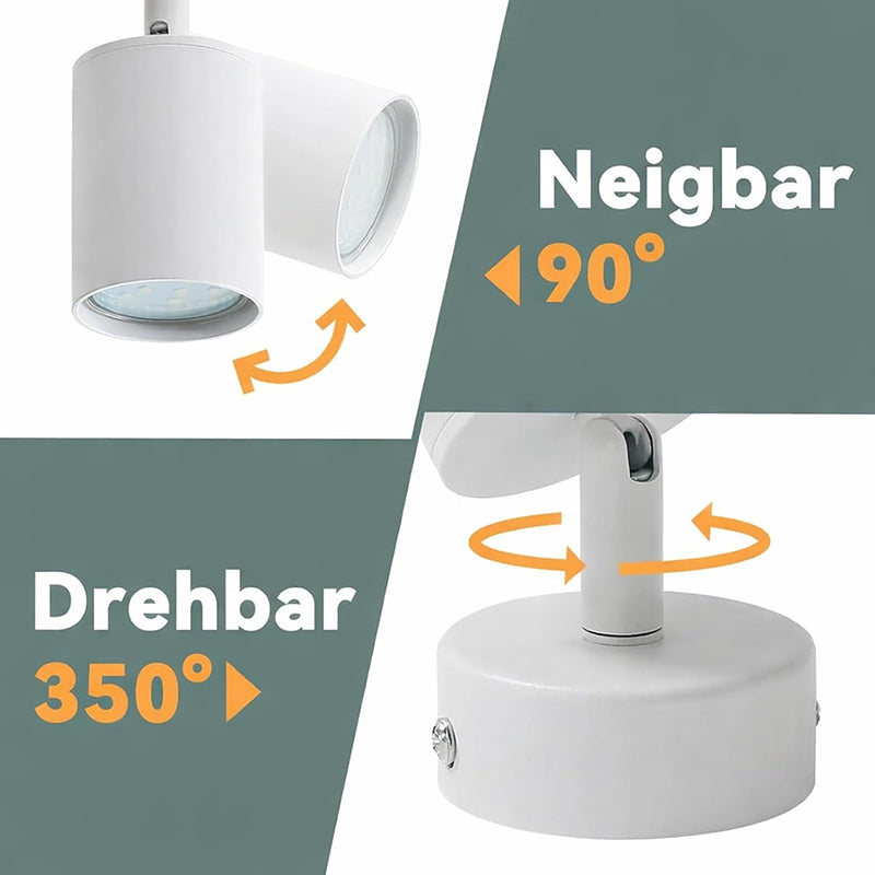 Homefire LED Deckenlampe 1 Flammig Deckenstrahler - 350° Schwenkbar Strahler GU10 Deckenleuchte Weiß flurlampe Spots Innen Deckenspot für Wohnzimmer Küche Schlafzimme Ohne Leuchtmittel - Homefire