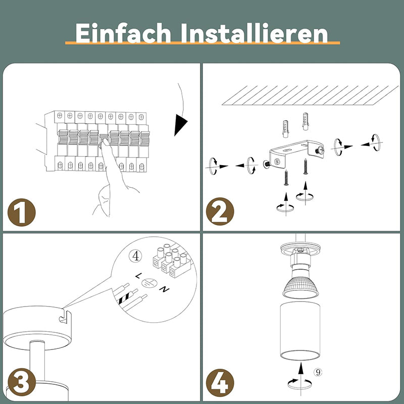 Homefire LED Deckenlampe 1 Flammig Deckenstrahler - 350° Schwenkbar Strahler GU10 Deckenleuchte Weiß flurlampe Spots Innen Deckenspot für Wohnzimmer Küche Schlafzimme Ohne Leuchtmittel - Homefire