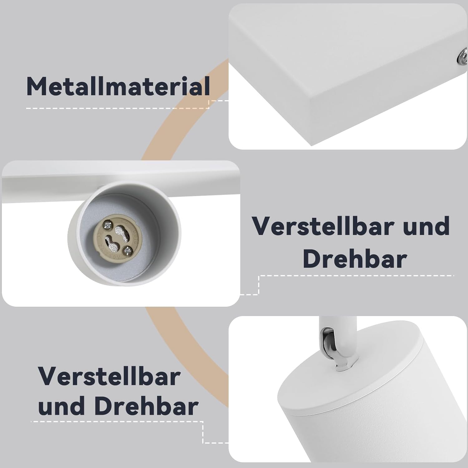 Homefire LED Deckenlampe 2 Flammig Deckenstrahler - 350° Schwenkbar Strahler GU10 Deckenleuchte Weiß flurlampe Spots Innen Deckenspot für Wohnzimmer Küche Schlafzimmer Ohne Leuchtmittel - Homefire