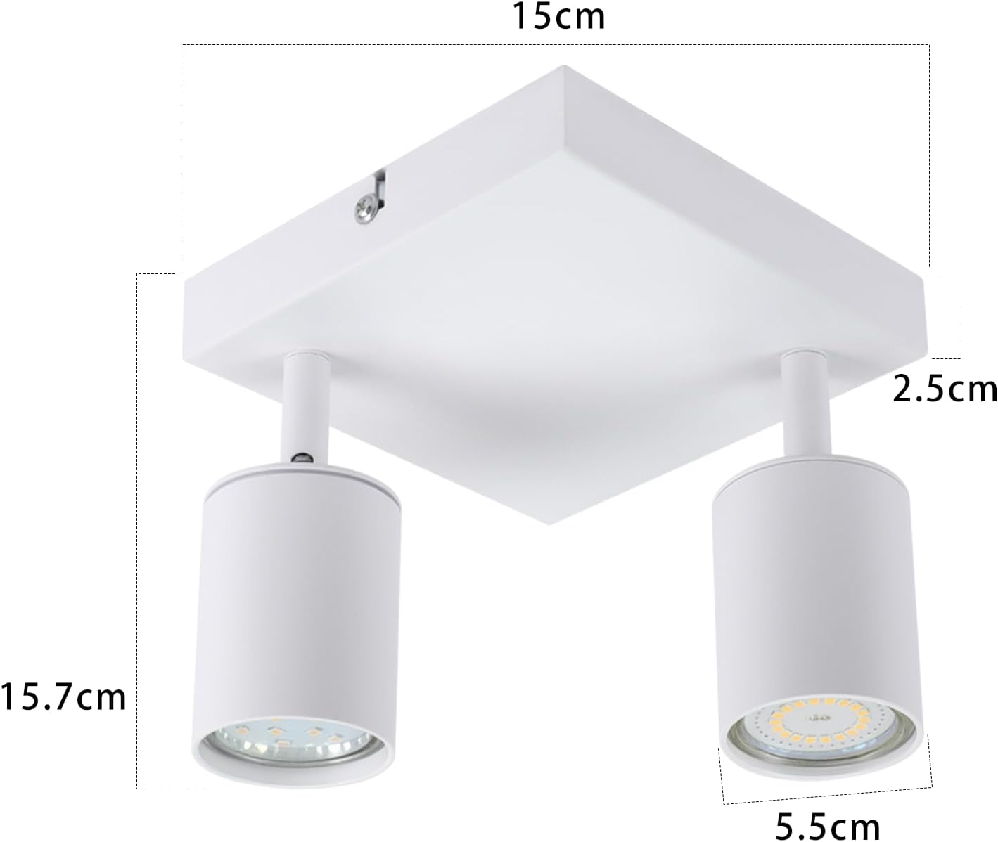 Homefire LED Deckenlampe 2 Flammig Deckenstrahler - 350° Schwenkbar Strahler GU10 Deckenleuchte Weiß flurlampe Spots Innen Deckenspot für Wohnzimmer Küche Schlafzimmer Ohne Leuchtmittel - Homefire