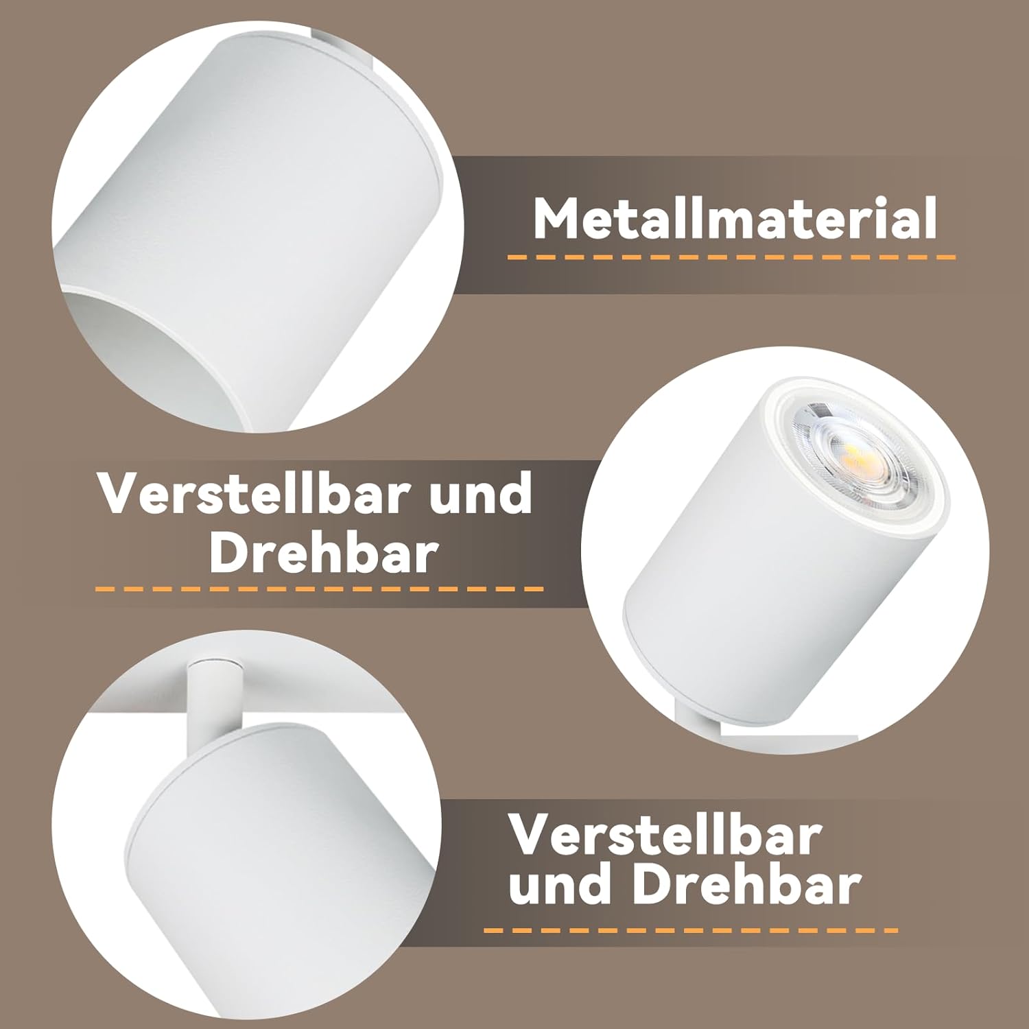 Homefire LED Deckenlampe 2 Flammig Deckenstrahler - 350° Schwenkbar Strahler GU10 Deckenleuchte Weiß flurlampe Spots Innen Deckenspot für Wohnzimmer Küche Schlafzimmer Ohne Leuchtmittel - Homefire