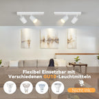 Homefire LED Deckenlampe 2 Flammig Deckenstrahler - 350° Schwenkbar Strahler GU10 Deckenleuchte Weiß flurlampe Spots Innen Deckenspot für Wohnzimmer Küche Schlafzimmer Ohne Leuchtmittel - Homefire