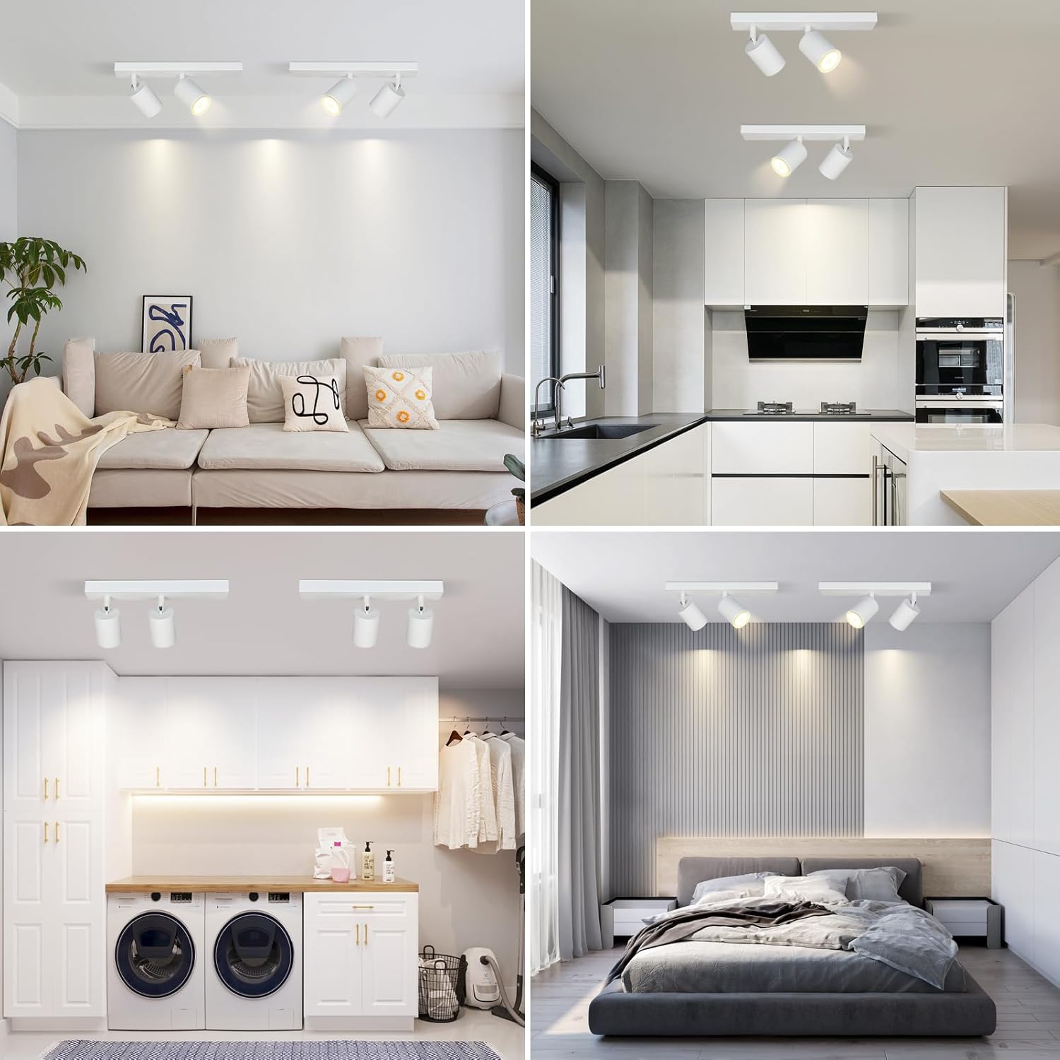 Homefire LED Deckenlampe 2 Flammig Deckenstrahler - 350° Schwenkbar Strahler GU10 Deckenleuchte Weiß flurlampe Spots Innen Deckenspot für Wohnzimmer Küche Schlafzimmer Ohne Leuchtmittel - Homefire