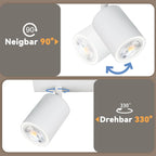 Homefire LED Deckenlampe 2 Flammig Deckenstrahler - 350° Schwenkbar Strahler GU10 Deckenleuchte Weiß flurlampe Spots Innen Deckenspot für Wohnzimmer Küche Schlafzimmer Ohne Leuchtmittel - Homefire