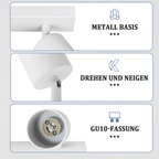 Homefire LED Deckenlampe 3 Flammig Deckenstrahler - 350° Schwenkbar Strahler GU10 Deckenleuchte Weiß flurlampe Spots Innen Deckenspot für Wohnzimmer Küche Ohne Leuchtmittel - Homefire
