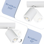 Homefire LED Deckenlampe 3 Flammig Deckenstrahler - 350° Schwenkbar Strahler GU10 Deckenleuchte Weiß flurlampe Spots Innen Deckenspot für Wohnzimmer Küche Ohne Leuchtmittel - Homefire
