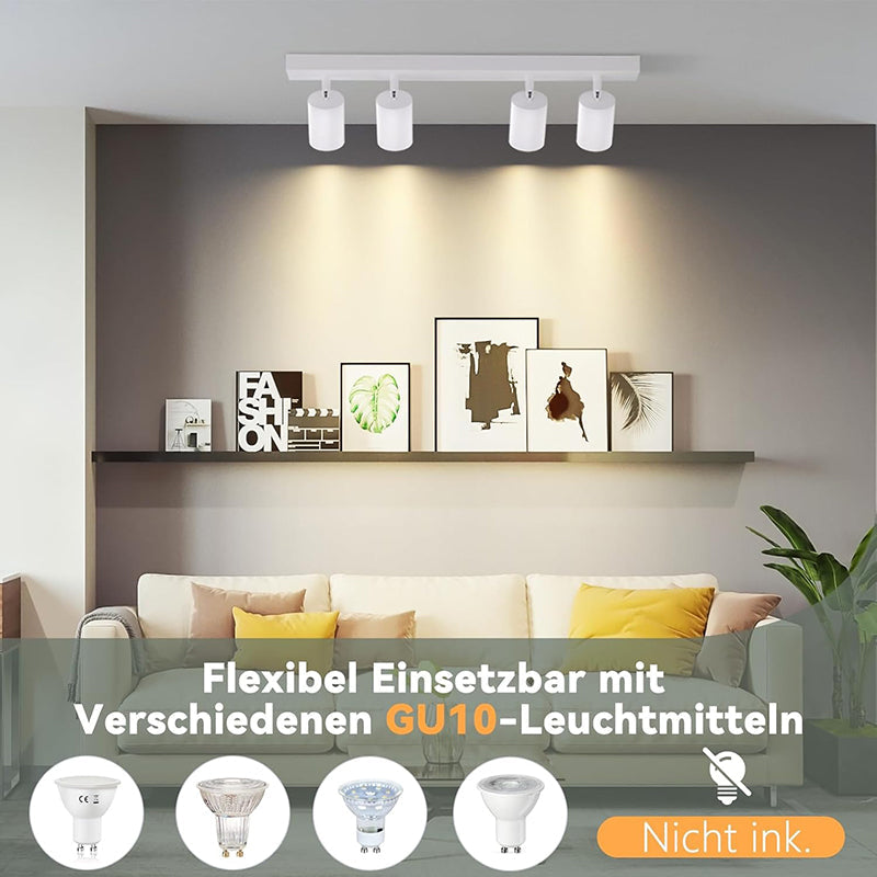 Homefire LED Deckenlampe 4 Flammig Deckenstrahler - 350° Schwenkbar Strahler GU10 Deckenleuchte Weiß flurlampe Spots Innen Deckenspot für Wohnzimmer Küche Schlafzimmer Ohne Leuchtmittel - Homefire
