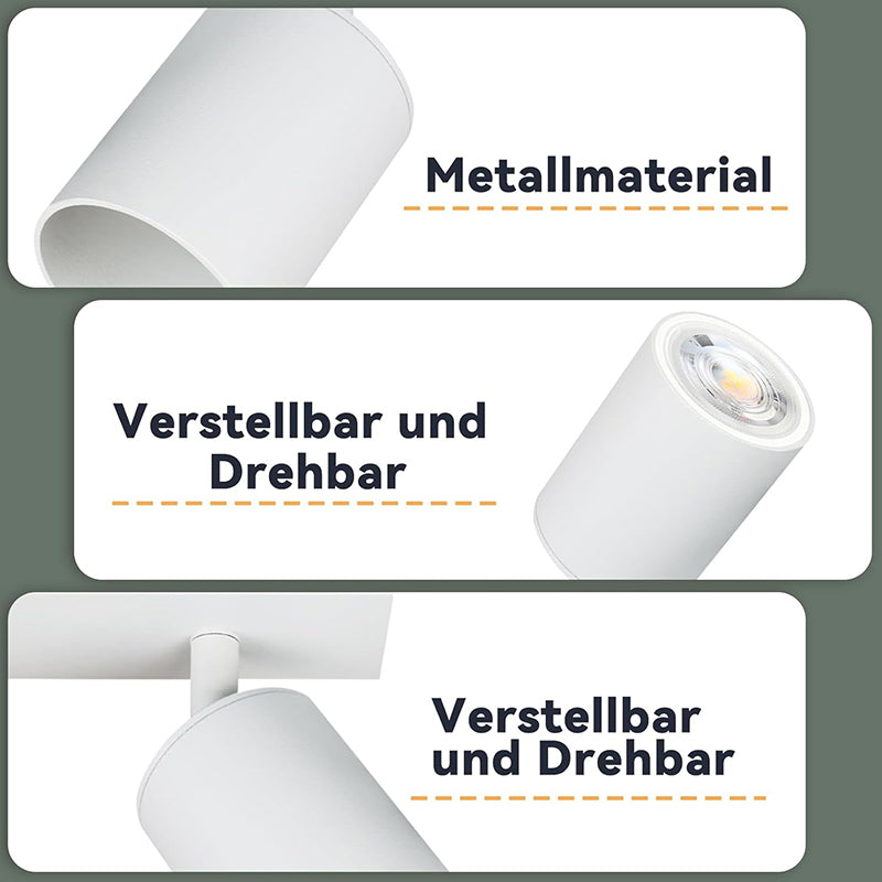 Homefire LED Deckenlampe 4 Flammig Deckenstrahler - 350° Schwenkbar Strahler GU10 Deckenleuchte Weiß flurlampe Spots Innen Deckenspot für Wohnzimmer Küche Schlafzimmer Ohne Leuchtmittel - Homefire