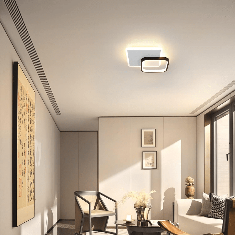 Homefire LED Deckenlampe Schlafzimmer Deckenleuchte - 3000K Warmweiß Schlafzimmerlampe 15W Acryl Modern Wohnzimmerlampe Rund Schwarz Design Deckenbeleuchtung für Wohnzimmer Esszimmer Küche Flur [Energieklasse G] - Homefire
