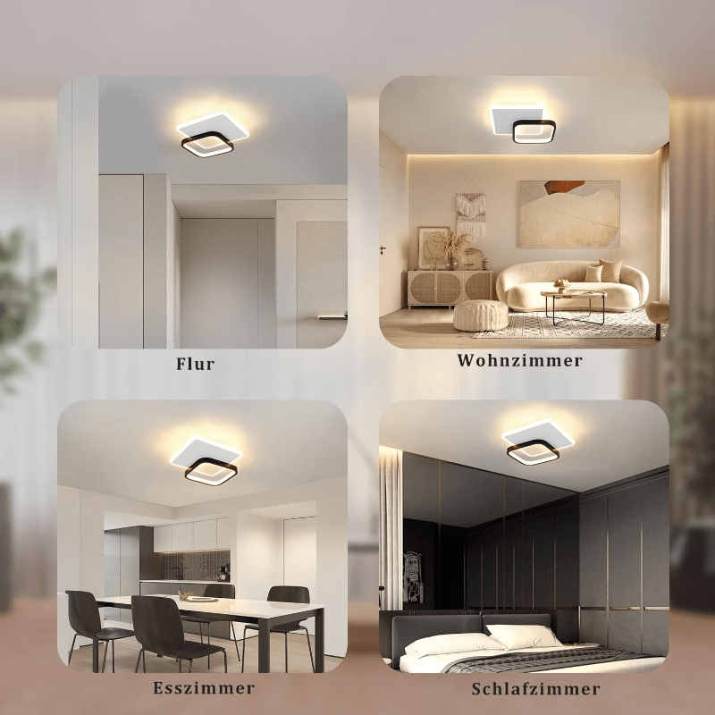 Homefire LED Deckenlampe Schlafzimmer Deckenleuchte - 3000K Warmweiß Schlafzimmerlampe 15W Acryl Modern Wohnzimmerlampe Rund Schwarz Design Deckenbeleuchtung für Wohnzimmer Esszimmer Küche Flur [Energieklasse G] - Homefire