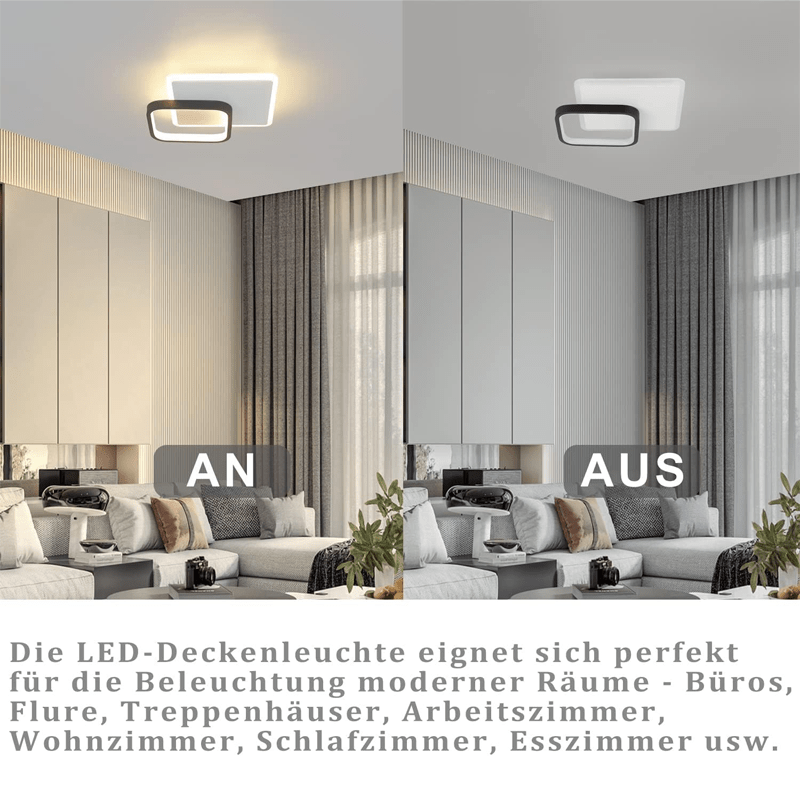 Homefire LED Deckenlampe Schlafzimmer Deckenleuchte - 3000K Warmweiß Schlafzimmerlampe 15W Acryl Modern Wohnzimmerlampe Rund Schwarz Design Deckenbeleuchtung für Wohnzimmer Esszimmer Küche Flur [Energieklasse G] - Homefire
