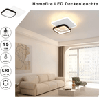 Homefire LED Deckenlampe Schlafzimmer Deckenleuchte - 3000K Warmweiß Schlafzimmerlampe 15W Acryl Modern Wohnzimmerlampe Rund Schwarz Design Deckenbeleuchtung für Wohnzimmer Esszimmer Küche Flur [Energieklasse G] - Homefire