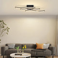 Homefire LED Deckenlampe Schlafzimmer Deckenleuchte: Modern Schlafzimmerlampe Schwarz 18W Wohnzimmerlampe 3000K Wellen Design Küchenlampe Innen Warmweiß Flurlampe für Wohnzimmer Küche Flur - Homefire