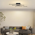 Homefire LED Deckenlampe Schlafzimmer Deckenleuchte: Modern Schlafzimmerlampe Schwarz 18W Wohnzimmerlampe 3000K Wellen Design Küchenlampe Innen Warmweiß Flurlampe für Wohnzimmer Küche Flur - Homefire