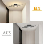 Homefire LED Deckenlampe Schlafzimmer Deckenleuchte: Modern Schlafzimmerlampe Schwarz 18W Wohnzimmerlampe 3000K Wellen Design Küchenlampe Innen Warmweiß Flurlampe für Wohnzimmer Küche Flur - Homefire