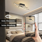 Homefire LED Deckenlampe Schlafzimmer Deckenleuchte: Modern Schlafzimmerlampe Schwarz 18W Wohnzimmerlampe 3000K Wellen Design Küchenlampe Innen Warmweiß Flurlampe für Wohnzimmer Küche Flur - Homefire