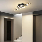Homefire LED Deckenlampe Schlafzimmer Deckenleuchte: Modern Schlafzimmerlampe Schwarz 18W Wohnzimmerlampe 3000K Wellen Design Küchenlampe Innen Warmweiß Flurlampe für Wohnzimmer Küche Flur - Homefire