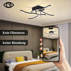 Homefire LED Deckenlampe Wohnzimmer Deckenleuchte: 24W Wohnzimmerlampe Schwarz Modern Schlafzimmer Lampe Decke 3000K Wellen Design Küchenlampe Warmweiß Deckenbeleuchtung für Küche Flur Büro - Homefire