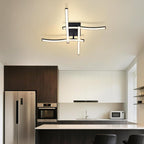 Homefire LED Deckenlampe Wohnzimmer Deckenleuchte: 24W Wohnzimmerlampe Schwarz Modern Schlafzimmer Lampe Decke 3000K Wellen Design Küchenlampe Warmweiß Deckenbeleuchtung für Küche Flur Büro - Homefire