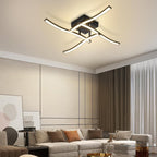 Homefire LED Deckenlampe Wohnzimmer Deckenleuchte: 24W Wohnzimmerlampe Schwarz Modern Schlafzimmer Lampe Decke 3000K Wellen Design Küchenlampe Warmweiß Deckenbeleuchtung für Küche Flur Büro - Homefire