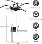 Homefire LED Deckenlampe Wohnzimmer Deckenleuchte: 24W Wohnzimmerlampe Schwarz Modern Schlafzimmer Lampe Decke 3000K Wellen Design Küchenlampe Warmweiß Deckenbeleuchtung für Küche Flur Büro - Homefire