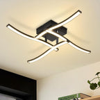 Homefire LED Deckenlampe Wohnzimmer Deckenleuchte: 24W Wohnzimmerlampe Schwarz Modern Schlafzimmer Lampe Decke 3000K Wellen Design Küchenlampe Warmweiß Deckenbeleuchtung für Küche Flur Büro - Homefire
