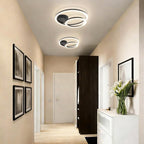 Homefire LED Deckenlampe Wohnzimmer Deckenleuchte 4000K - 40cm Schwarz Küchenlampe 23W Wohnzimmerlampe Modern Schlafzimmerlampe 2-Ringe Design Deckenbeleuchtung für Küche Schlafzimmer Flur Büro - Homefire