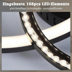 Homefire LED Deckenlampe Wohnzimmer Deckenleuchte 4000K - 40cm Schwarz Küchenlampe 23W Wohnzimmerlampe Modern Schlafzimmerlampe 2-Ringe Design Deckenbeleuchtung für Küche Schlafzimmer Flur Büro - Homefire