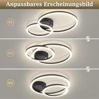 Homefire LED Deckenlampe Wohnzimmer Deckenleuchte 4000K - 40cm Schwarz Küchenlampe 23W Wohnzimmerlampe Modern Schlafzimmerlampe 2-Ringe Design Deckenbeleuchtung für Küche Schlafzimmer Flur Büro - Homefire