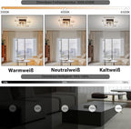 Homefire LED Deckenlampe Wohnzimmer Deckenleuchte - 40CM 36W Schwarz Küchenlampe Dimmbar 3000-6500K mit Fernbedienung Modern Schlafzimmerlampe 3 Rahmen Design aus Metall Deckenleuchten für Küche Büro [Energieklasse E] - Homefire