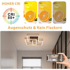 Homefire LED Deckenlampe Wohnzimmer Deckenleuchte - 40CM 36W Schwarz Küchenlampe Dimmbar 3000-6500K mit Fernbedienung Modern Schlafzimmerlampe 3 Rahmen Design aus Metall Deckenleuchten für Küche Büro [Energieklasse E] - Homefire
