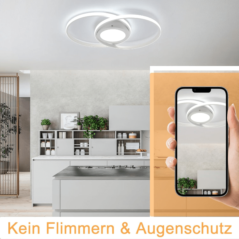 Homefire LED Deckenlampe Wohnzimmer Deckenleuchte - Wohnzimmerlampe Weiß Modern Design Schlafzimmerlampe für Wohnzimmer Schlafzimmer Esszimmer [Energieklasse G] - Homefire