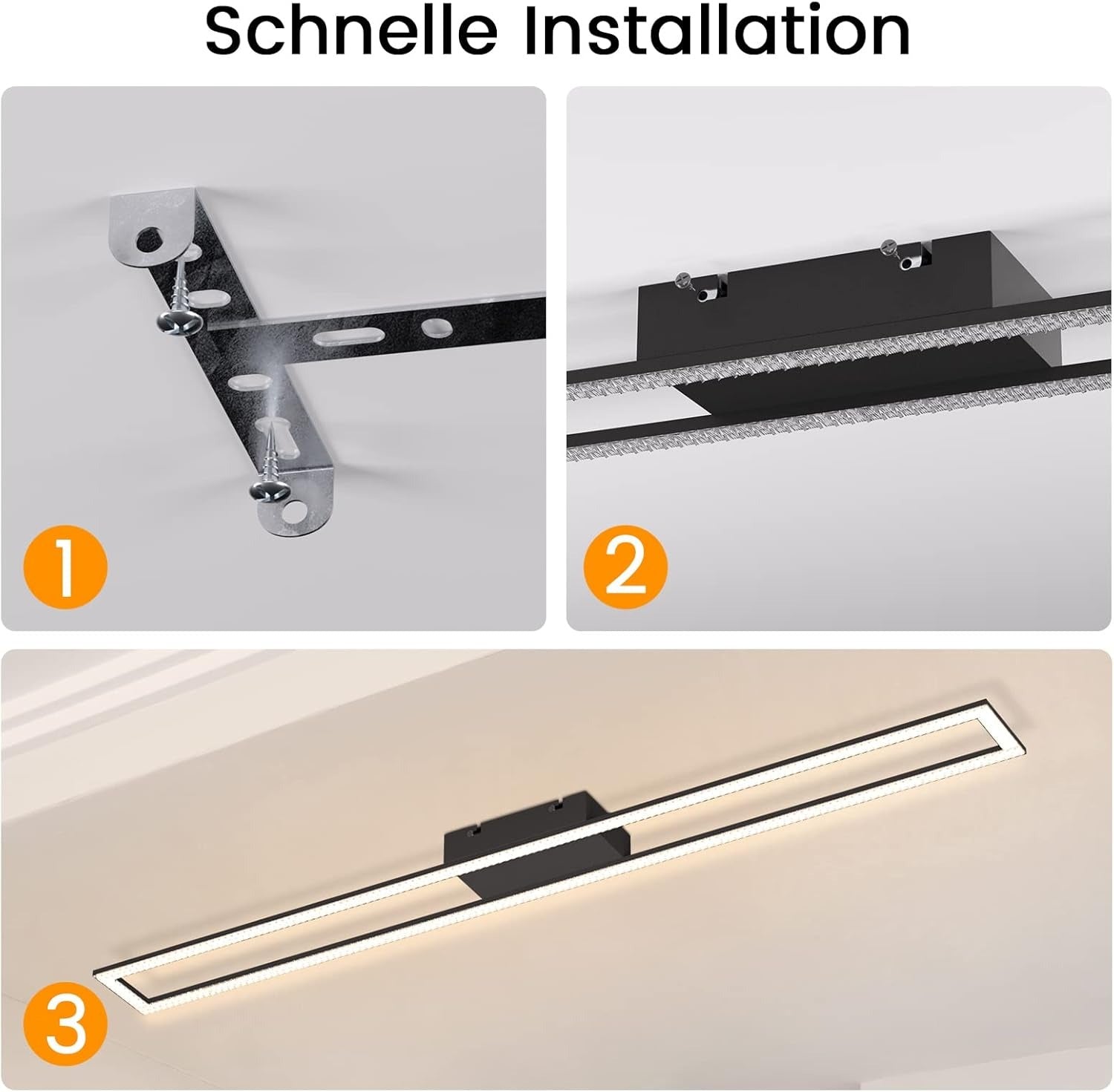 Homefire LED Deckenleuchte Deckenlampe schlafzimmer: 40W Schlafzimmerlampe Dimmbar mit fernbedienung 108CM Modern Wohnzimmerlampe Schwarze Küchenlampe für Schlafzimmer Esszimmer Büro Küche [Energieklasse F] - Homefire