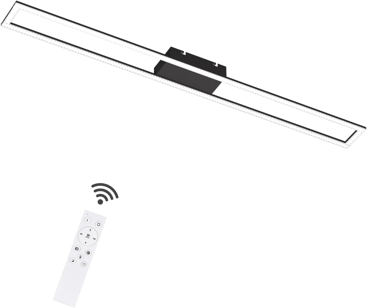 Homefire LED Deckenleuchte Deckenlampe schlafzimmer: 40W Schlafzimmerlampe Dimmbar mit fernbedienung 108CM Modern Wohnzimmerlampe Schwarze Küchenlampe für Schlafzimmer Esszimmer Büro Küche [Energieklasse F] - Homefire