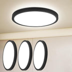 Homefire LED Deckenleuchte Deckenlampe Schwarz - Küchenlampe Flach Rund Ø21cm Flurlampe 12W 3000K Badlampe IP44 Wasserfest für Wohnzimmer Badezimmer Schlafzimmer Küche Balkon Keller Büro [Energieklasse F] - Homefire