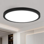 Homefire LED Deckenleuchte Deckenlampe Schwarz - Küchenlampe Flach Rund Ø21cm Flurlampe 12W 3000K Badlampe IP44 Wasserfest für Wohnzimmer Badezimmer Schlafzimmer Küche Balkon Keller Büro [Energieklasse F] - Homefire