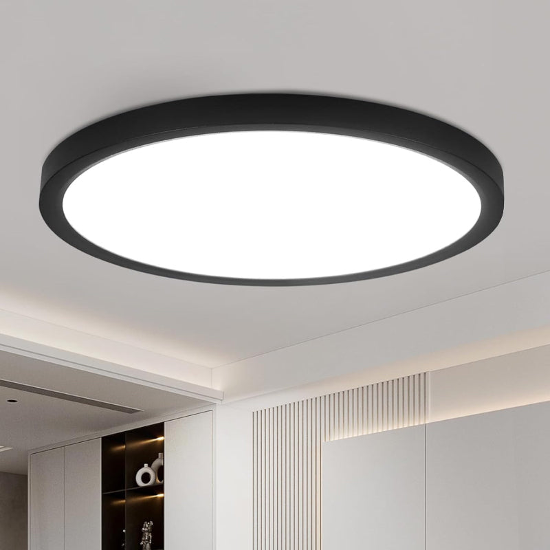 Homefire LED Deckenleuchte Deckenlampe Schwarz - Küchenlampe Flach Rund Ø21cm Flurlampe 12W 3000K Badlampe IP44 Wasserfest für Wohnzimmer Badezimmer Schlafzimmer Küche Balkon Keller Büro [Energieklasse F] - Homefire