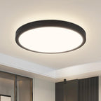 Homefire LED Deckenleuchte Deckenlampe Schwarz - Küchenlampe Flach Rund Ø21cm Flurlampe 12W 3000K Badlampe IP44 Wasserfest für Wohnzimmer Badezimmer Schlafzimmer Küche Balkon Keller Büro [Energieklasse F] - Homefire