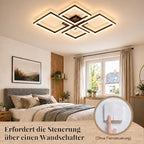 Homefire LED Deckenleuchte Deckenlampe Wohnzimmer - 66CM Wohnzimmerlampe Modern Design Schlafzimmer Schwarz 3000K Warmweiß Schlafzimmerlampe in Holzoptik Deckenbeleuchtung für Küche Esszimmer - Homefire