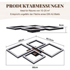 Homefire LED Deckenleuchte Deckenlampe Wohnzimmer - 66CM Wohnzimmerlampe Modern Design Schlafzimmer Schwarz 3000K Warmweiß Schlafzimmerlampe in Holzoptik Deckenbeleuchtung für Küche Esszimmer - Homefire