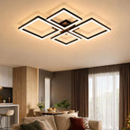 Homefire LED Deckenleuchte Deckenlampe Wohnzimmer - 66CM Wohnzimmerlampe Modern Design Schlafzimmer Schwarz 3000K Warmweiß Schlafzimmerlampe in Holzoptik Deckenbeleuchtung für Küche Esszimmer - Homefire