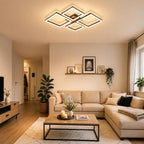 Homefire LED Deckenleuchte Deckenlampe Wohnzimmer - 66CM Wohnzimmerlampe Modern Design Schlafzimmer Schwarz 3000K Warmweiß Schlafzimmerlampe in Holzoptik Deckenbeleuchtung für Küche Esszimmer - Homefire