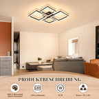 Homefire LED Deckenleuchte Deckenlampe Wohnzimmer - 66CM Wohnzimmerlampe Modern Design Schlafzimmer Schwarz 3000K Warmweiß Schlafzimmerlampe in Holzoptik Deckenbeleuchtung für Küche Esszimmer - Homefire