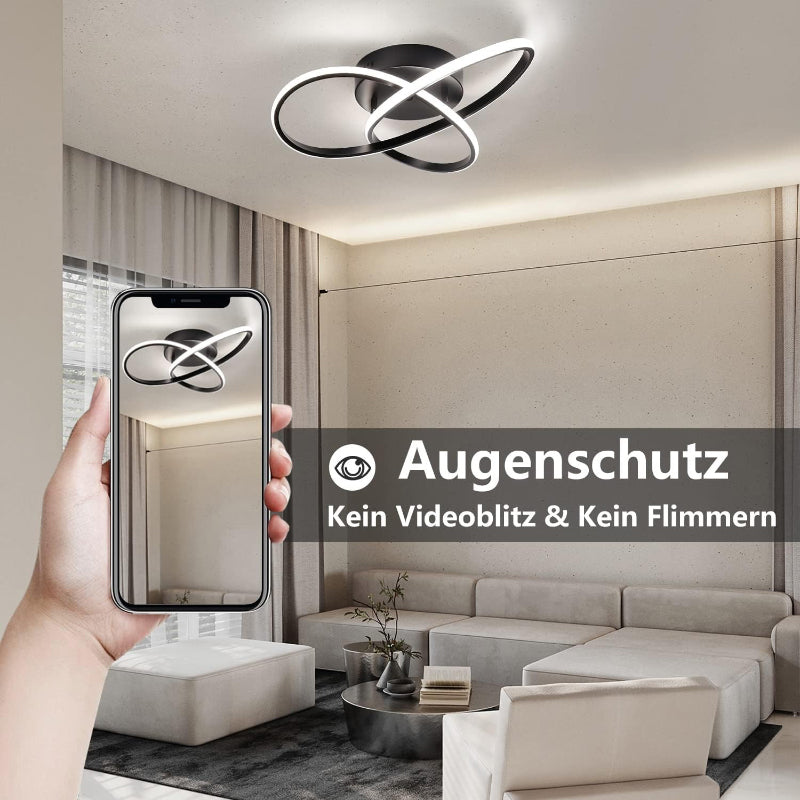 Homefire LED Deckenleuchte Dimmbar Deckenlampe - 33W Wohnzimmerlampe Schwarz mit Fernbedienung Modern Schlafzimmerlampe - 40CM Geometrie Design Lampe für Wohnzimmer Schlafzimmer Küche Flur Studio - Homefire